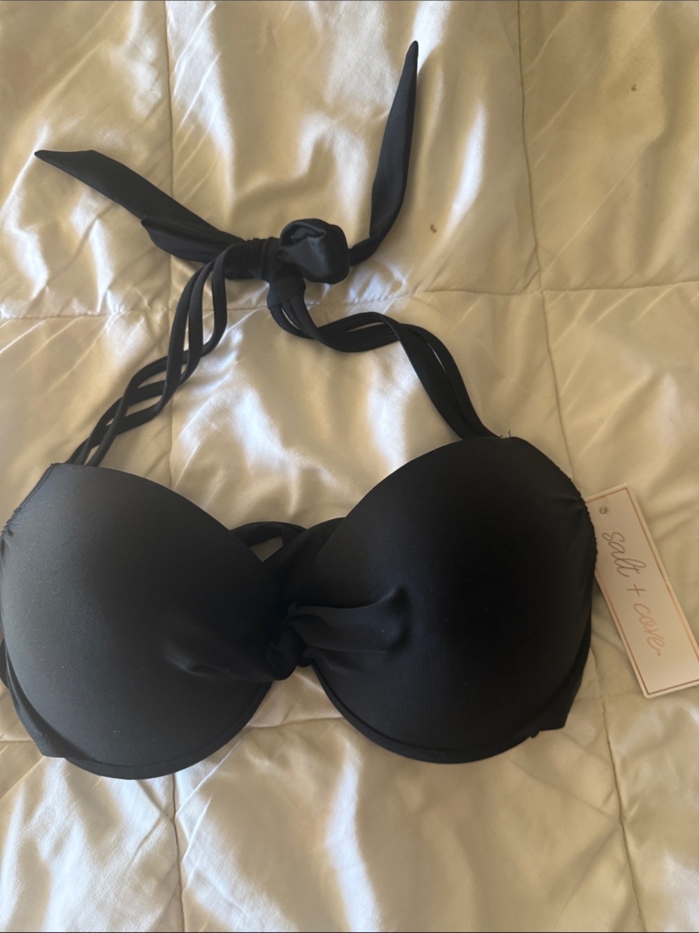 🩷Salt + Cove Black Bandeau Halter Bikini Top